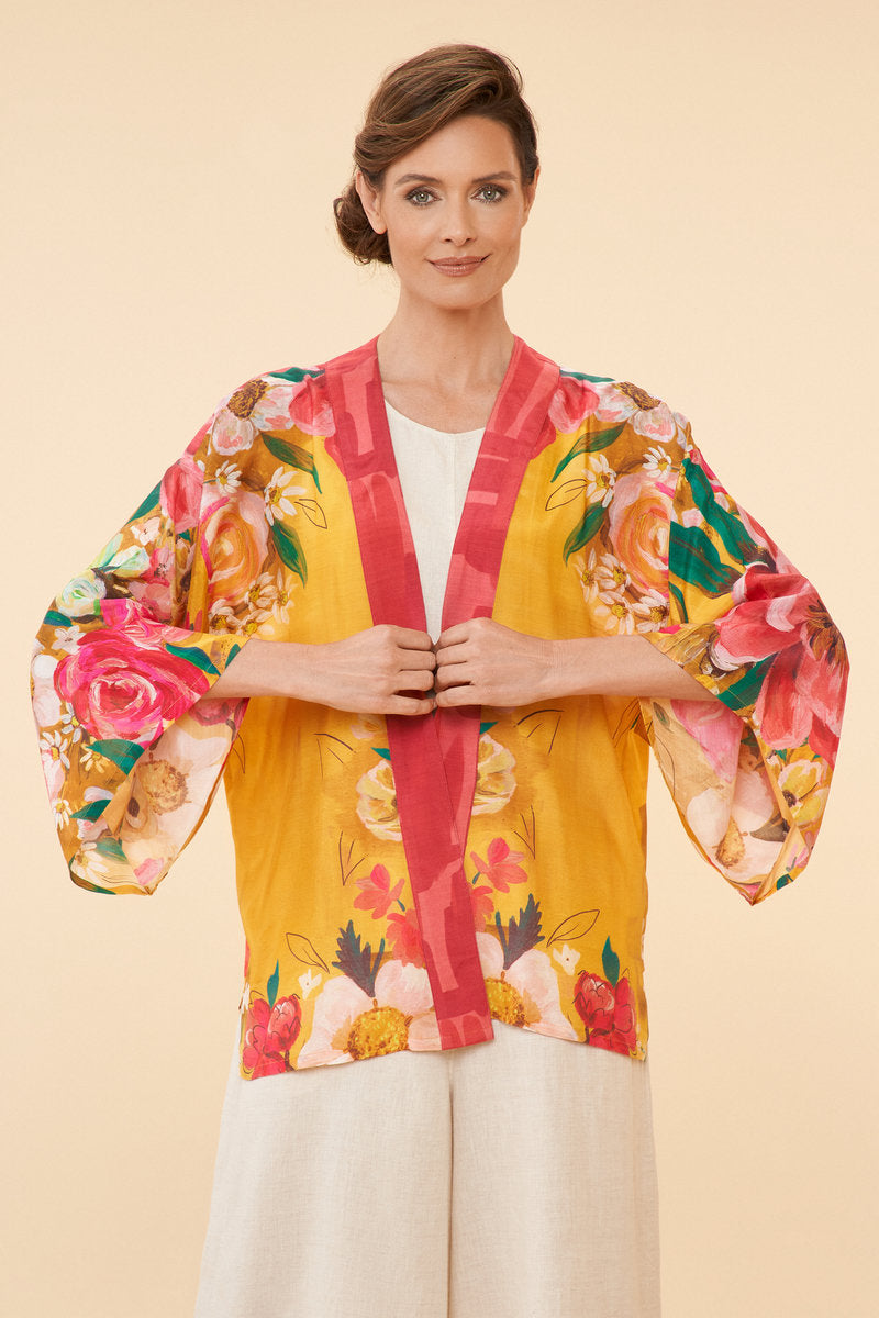 Powder Kimono Jacket - Floral Mustard