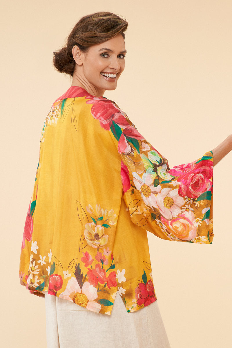 Powder Kimono Jacket - Floral Mustard