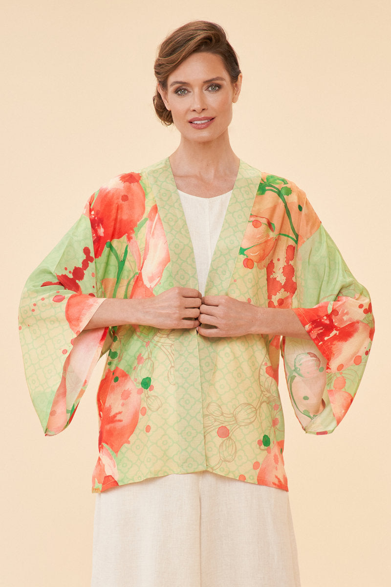 Powder Kimono Jacket - Watercolour Orchids