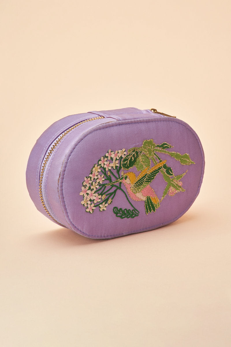 Powder Oval Jewellery Box - Lavender Hummingbird