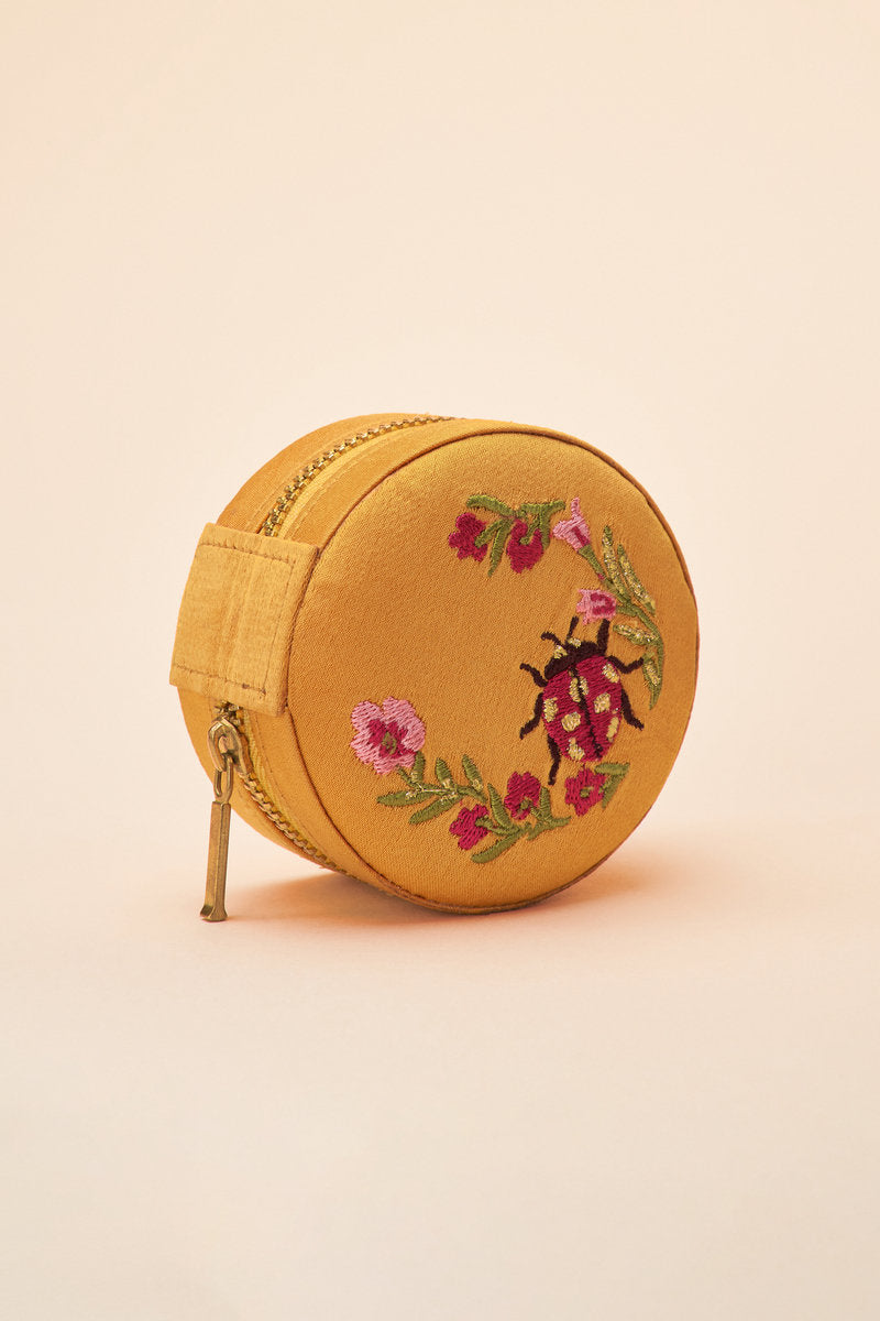 Powder Jewellery box Round - Mustard Ladybird