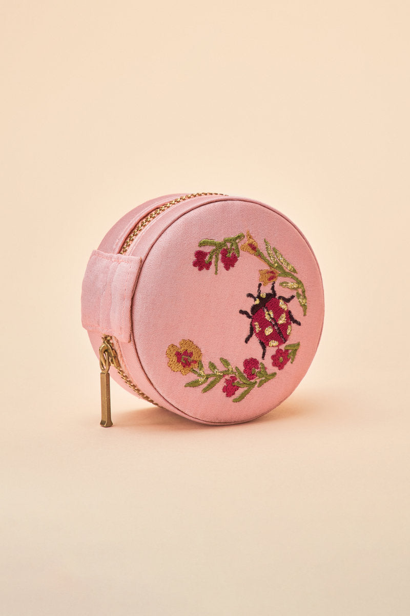 Powder Jewellery Box Round - Rose Ladybird
