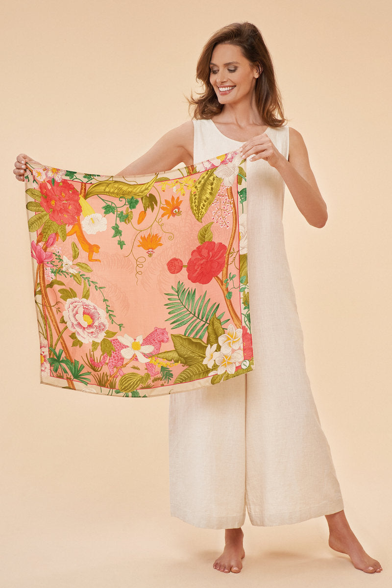 Powder Silk Square Scarf - Tropical Petal