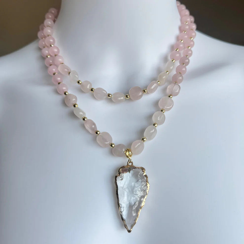 Wild Spirit Rose Quartz Athena Necklace