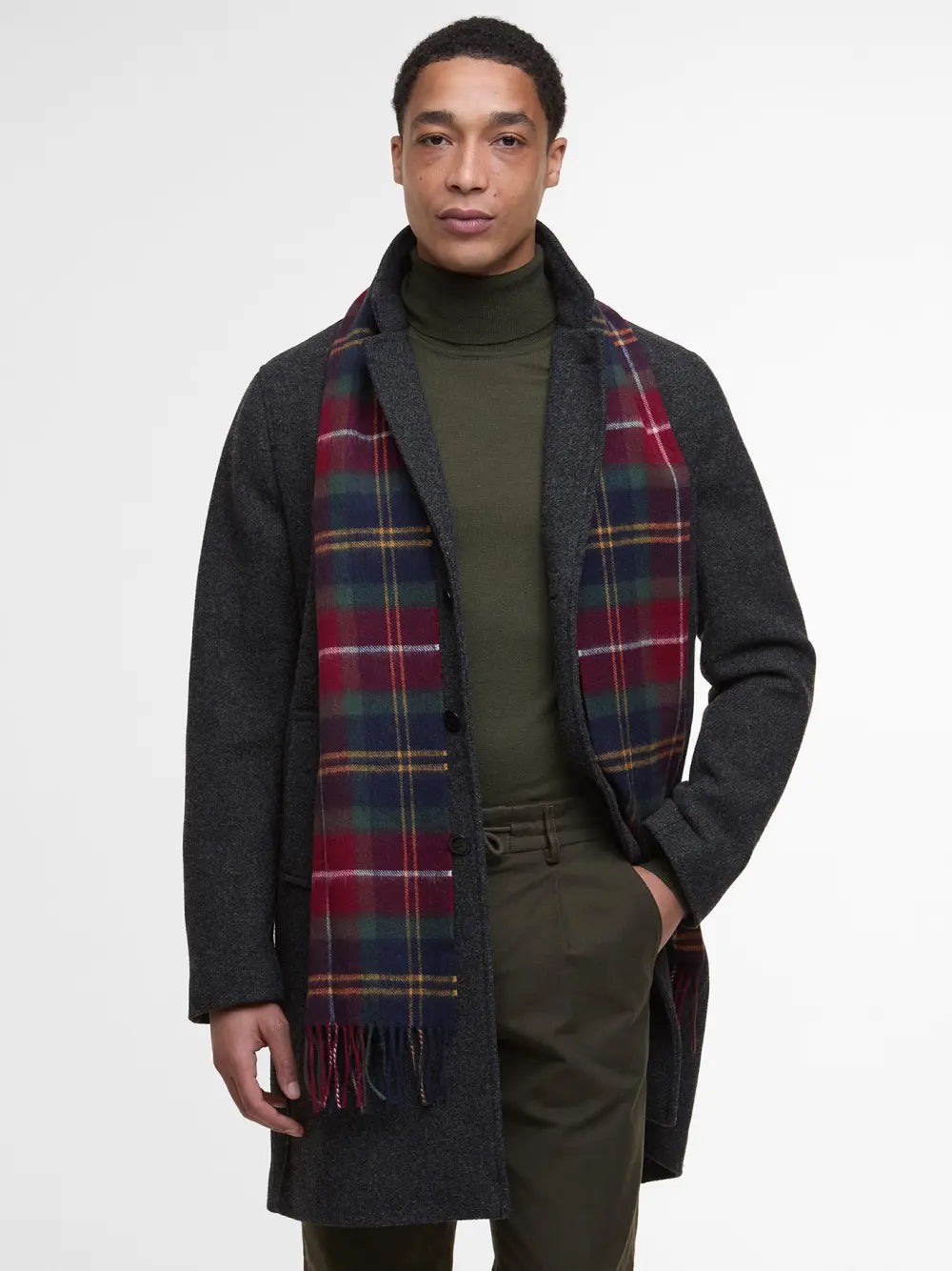 Barbour Wool Cashmere Tartan Scarf - Winterberry Tartan