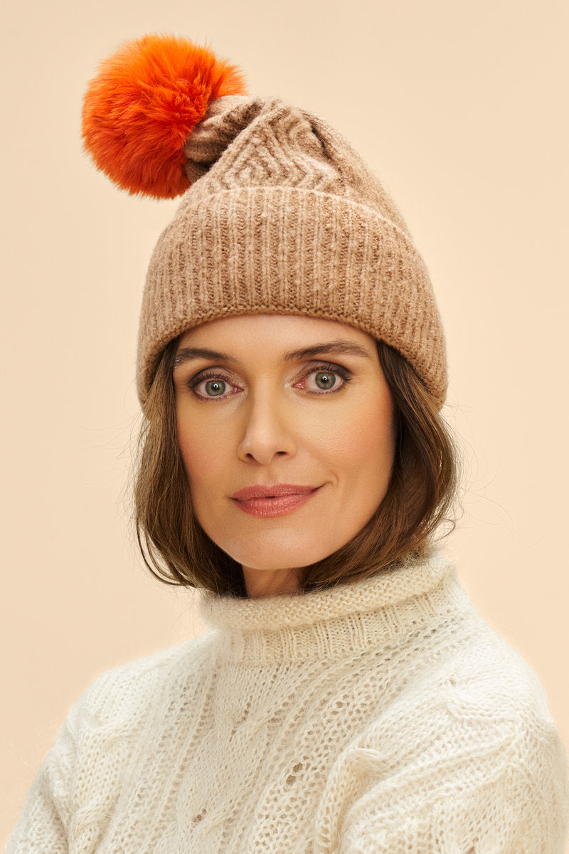 Powder Ingrid Bobble Hat - Cappuccino