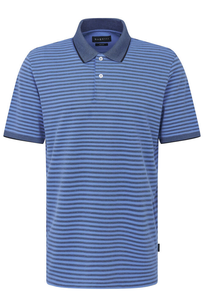 Bugatti Half Sleeve Blue Stripe Polo Shirt