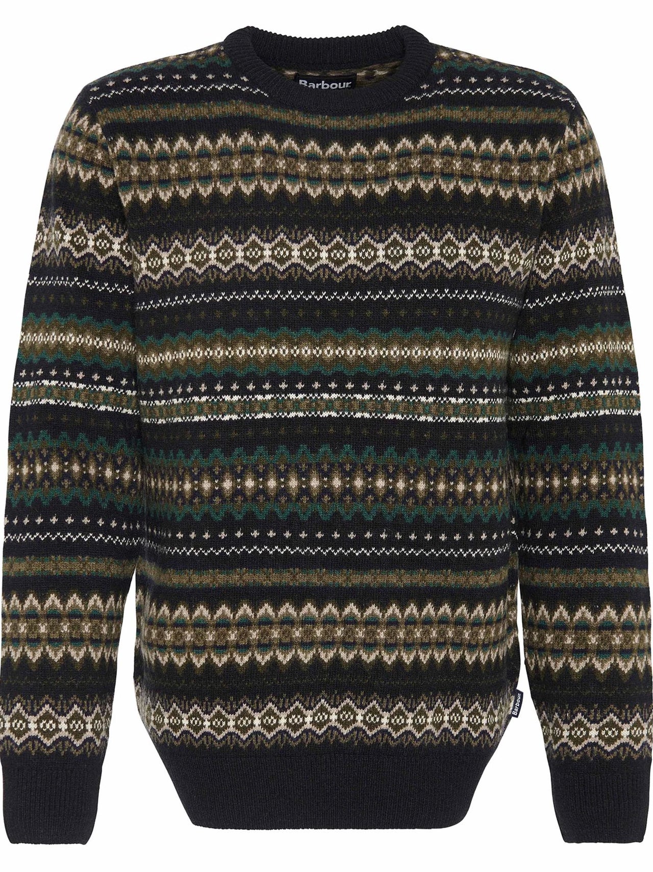Barbour Fair Isle Crew Neck Jumper - Black Marl