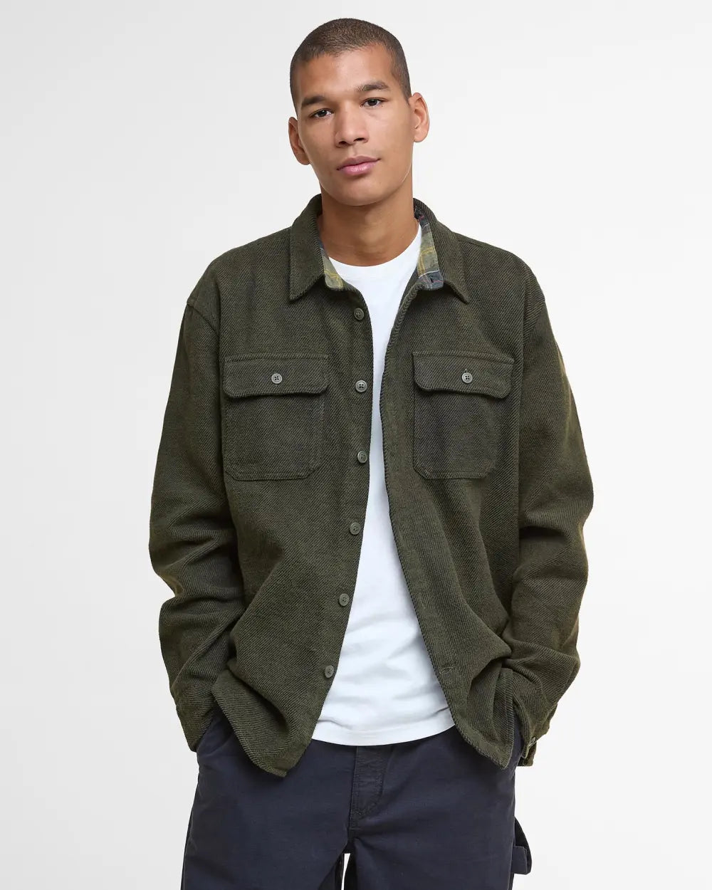 Barbour Baystone Relaxed Twill Shirt - Olive