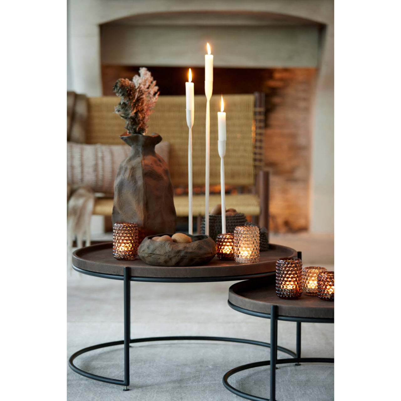 Light & Living PALET Glass Tea Light Holder - Taupe