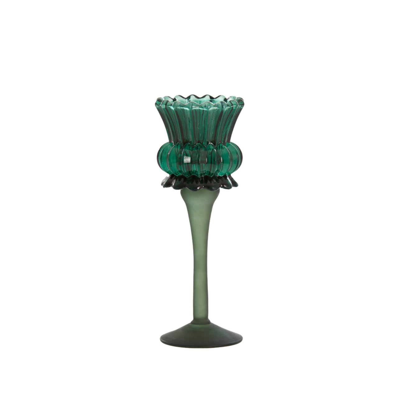 Light & Living Flowi 8x22 cm Green Glass Tealight