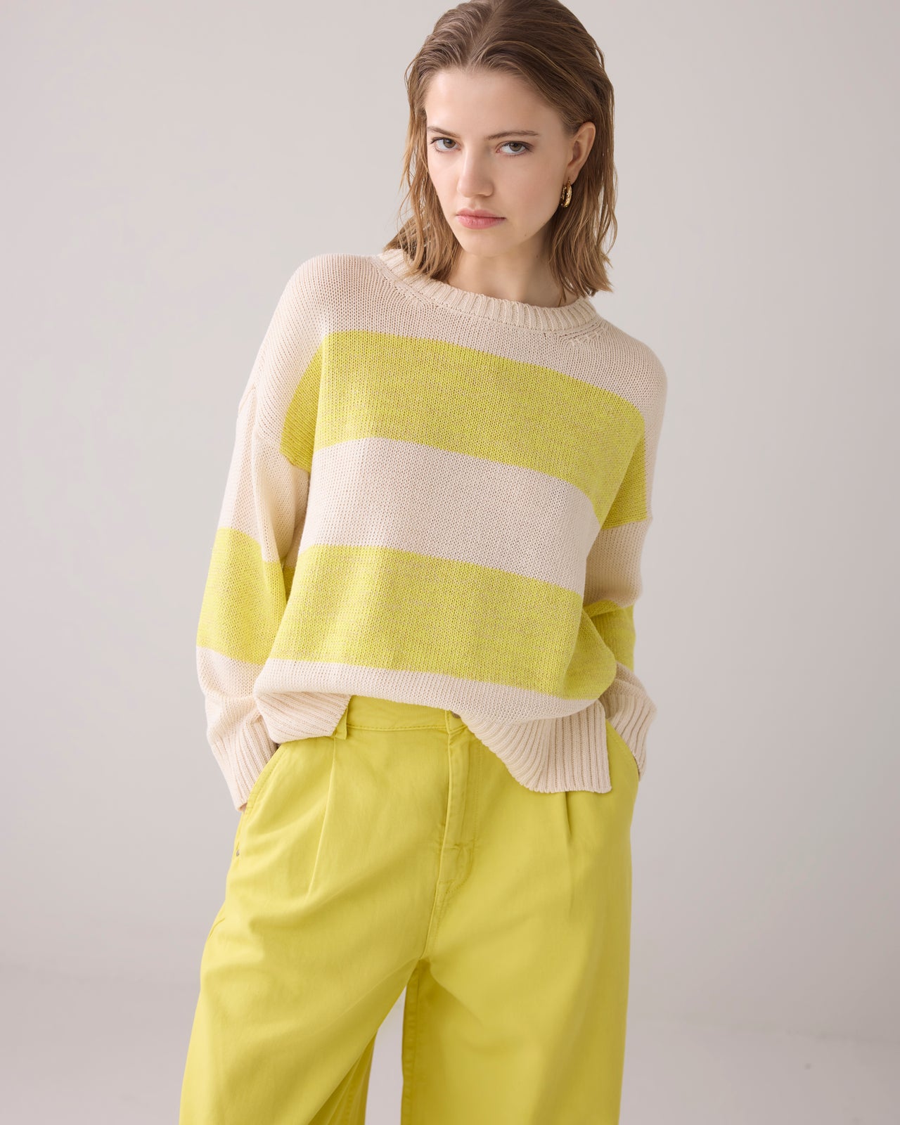 Summum Lemon Striped Knit Jumper