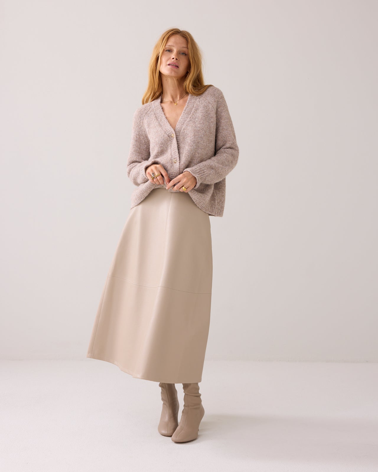 Summum Cosy Melange Cardigan - Ivory