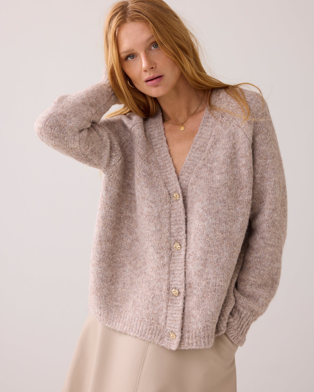 Summum Cosy Melange Cardigan - Ivory
