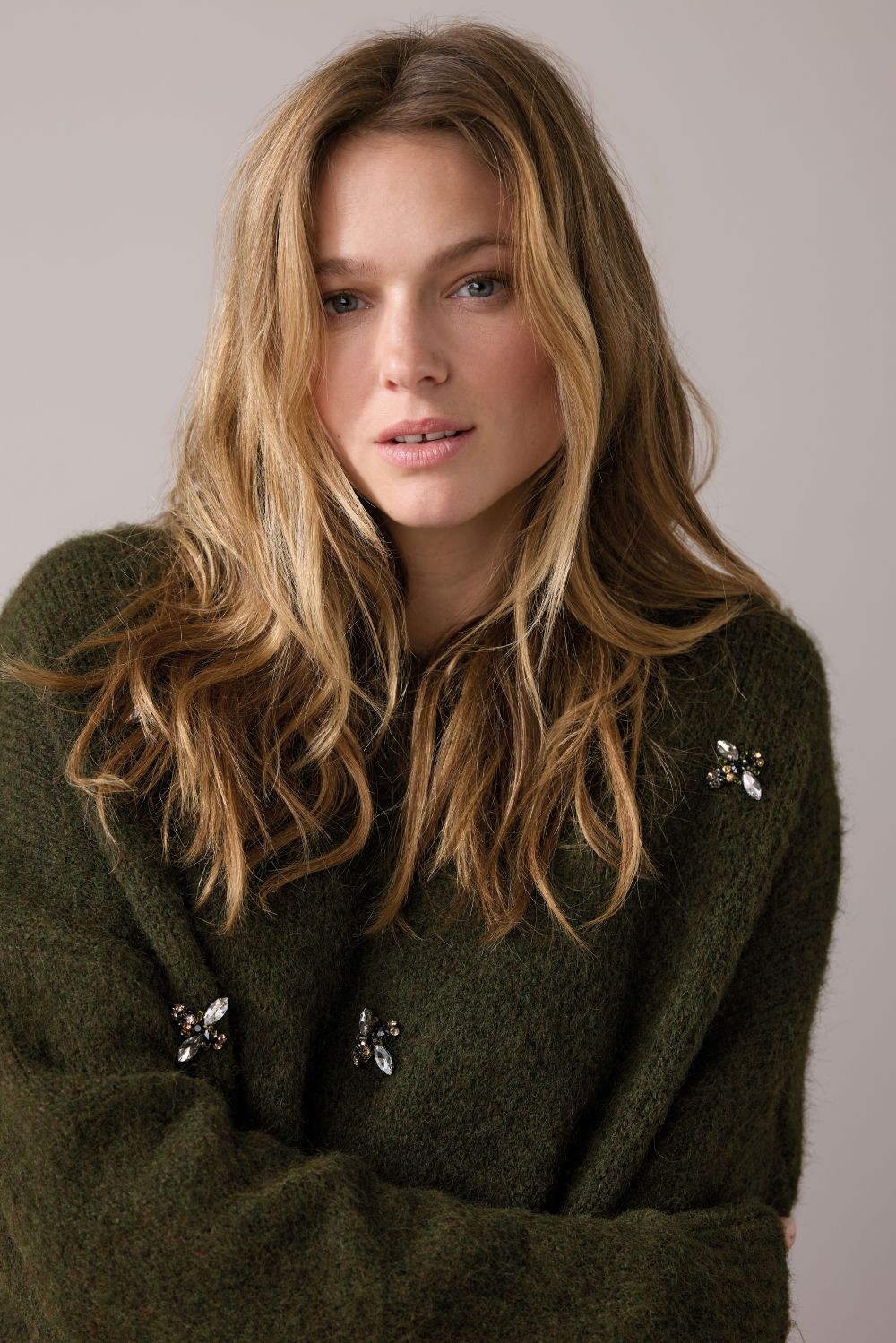 Summum Embellished Knit Jumper - Dark Camo