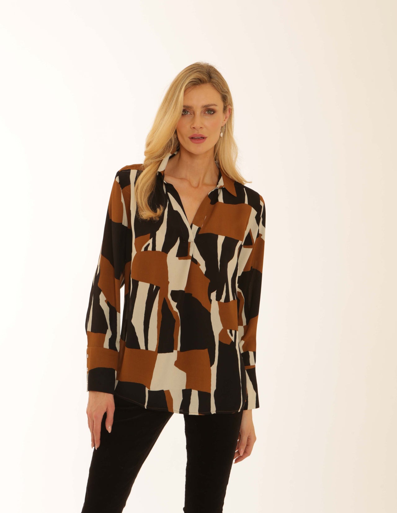 Pomodoro Graphic Tunic/Blouse - Toffee
