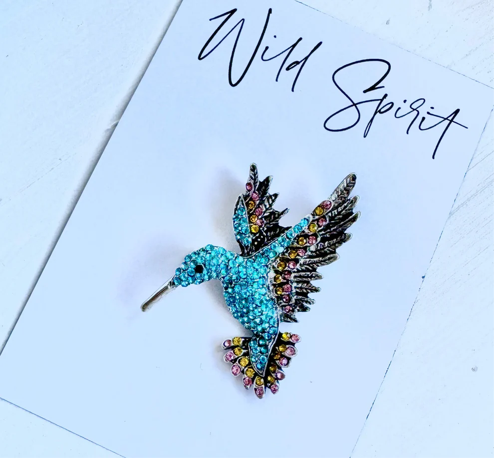 Wild Spirit Blue Mix Hummingbird Brooch