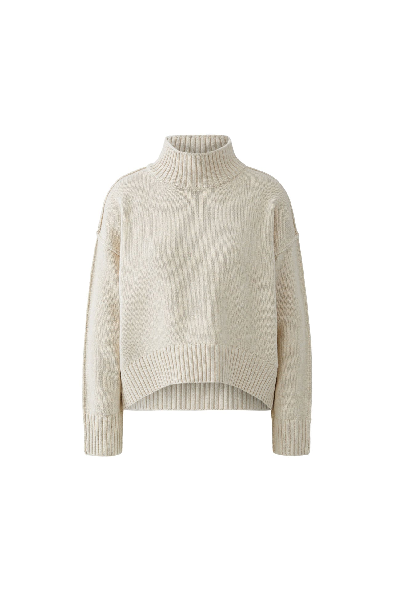 Oui High Neck Jumper - Off White Melange