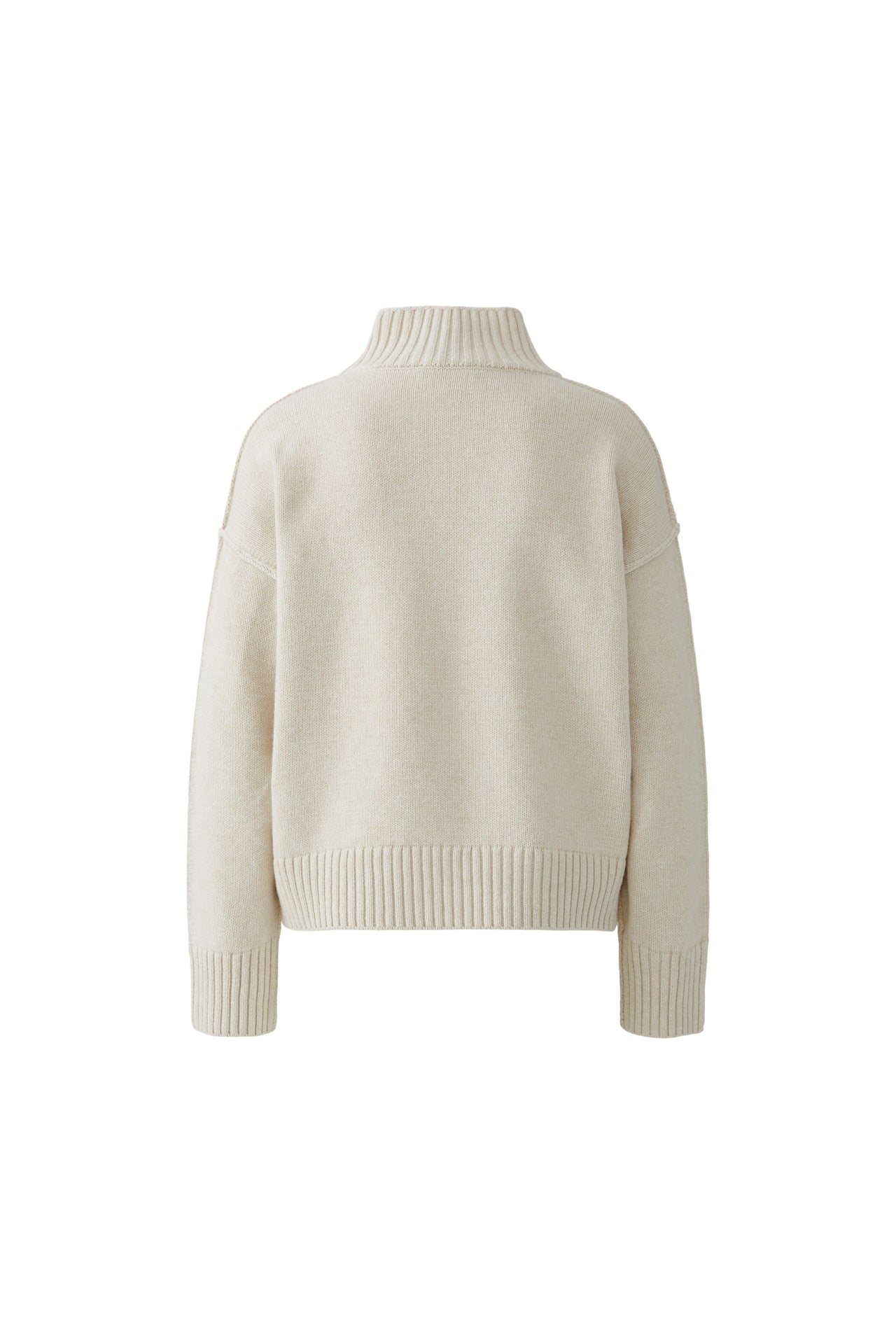 Oui High Neck Jumper - Off White Melange