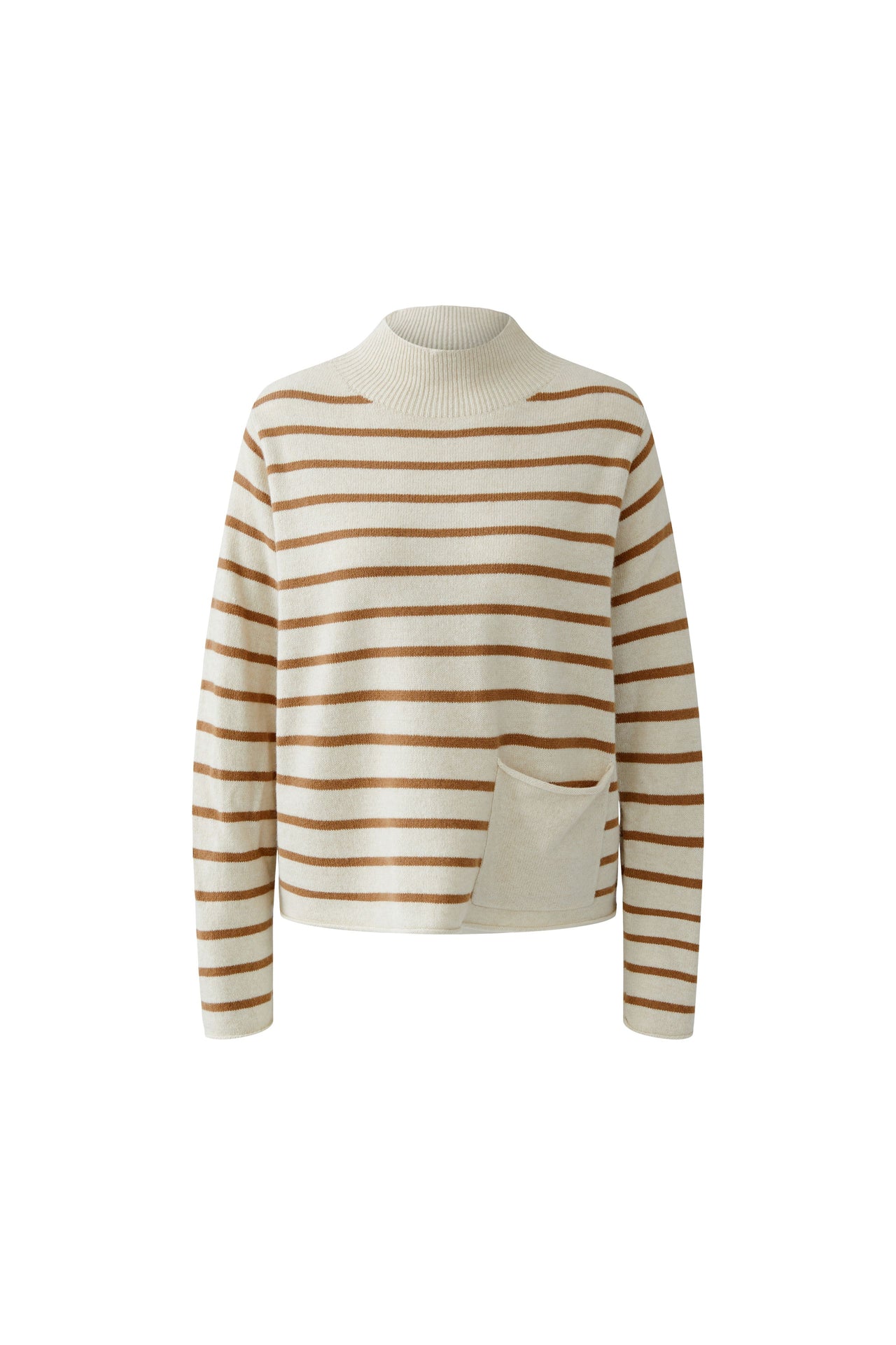 Oui Stripe Jumper - Off White Camel