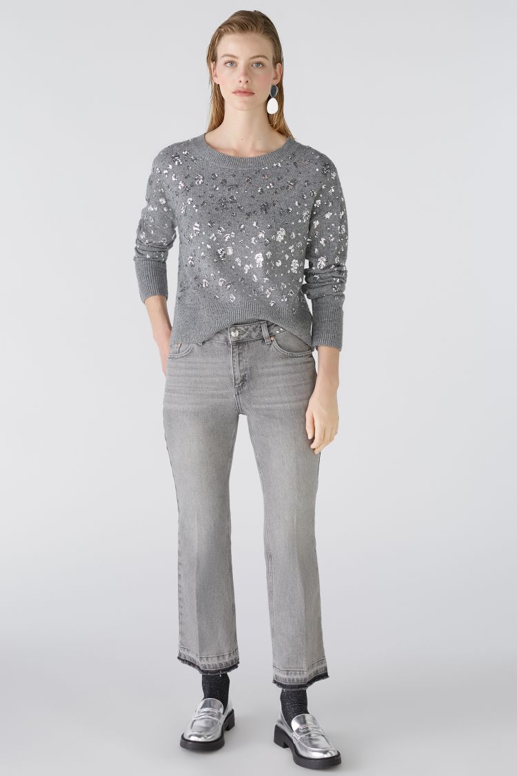 Oui Grey Jumper With Foil Detail
