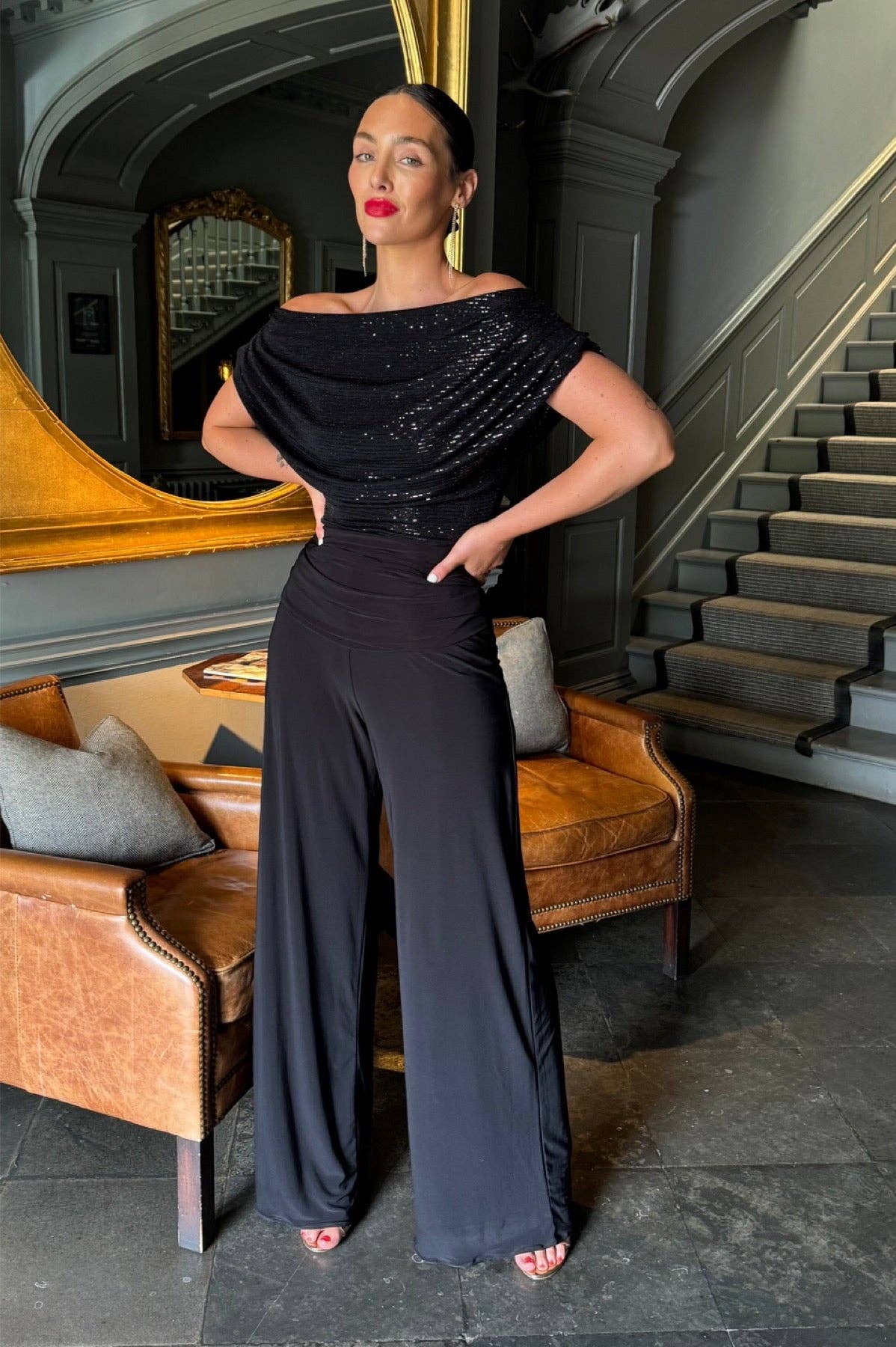 Atom Label Carbon Jumpsuit - Black Sequin Sparkle & Black