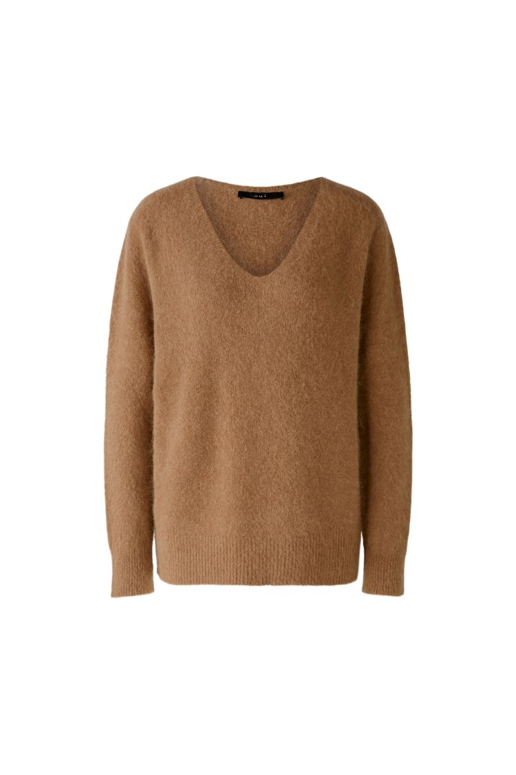 Oui V-Neck Camel Jumper