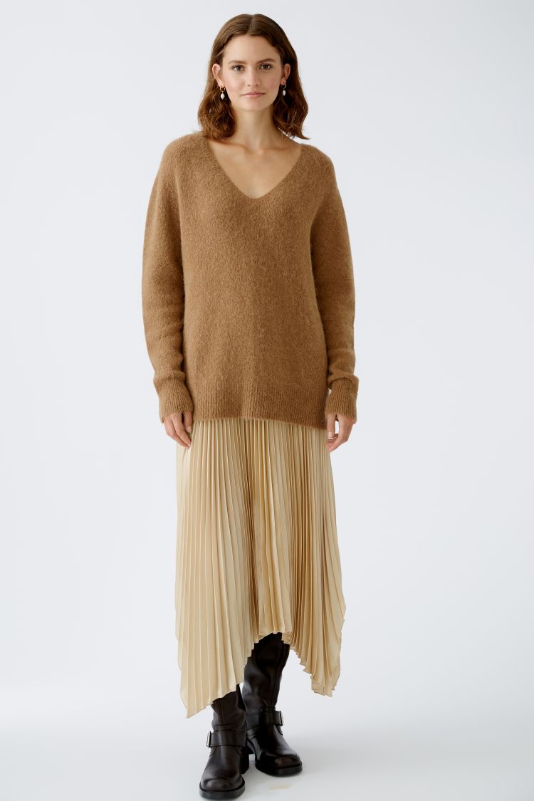 Oui V-Neck Camel Jumper