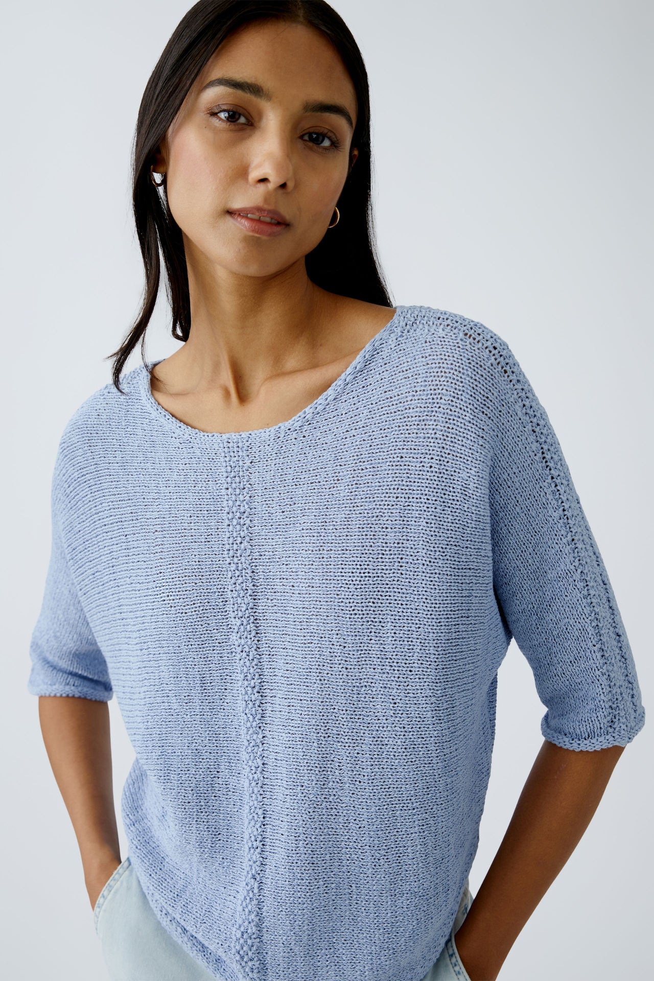 Oui Ocean Powder Blue Cropped Jumper