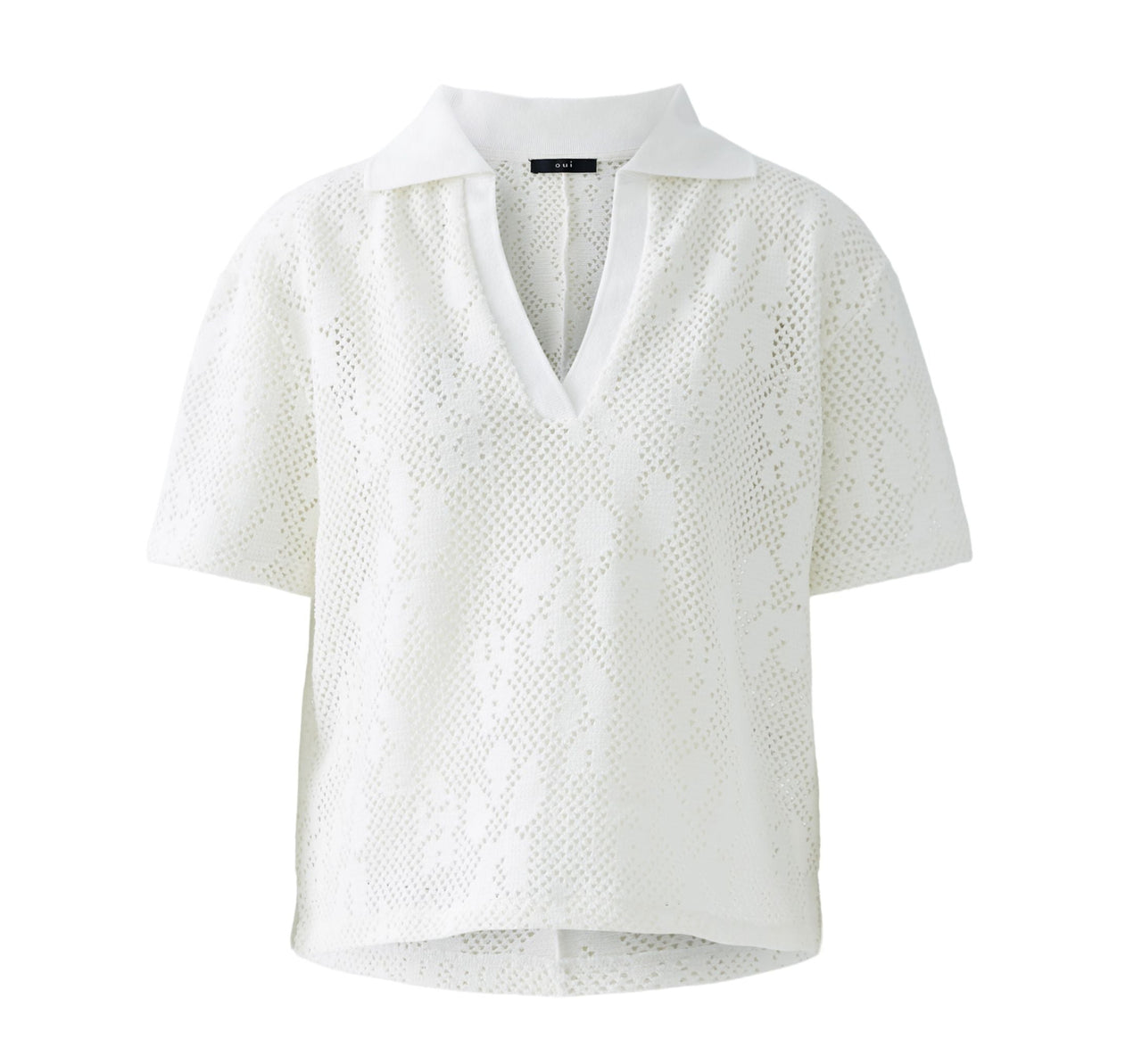 Oui Short Lacy Polo Top