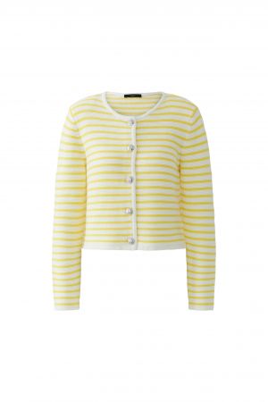 Oui Marea Striped Knit Jacket - Yellow