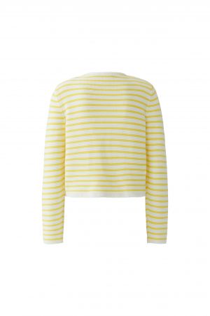 Oui Marea Striped Knit Jacket - Yellow