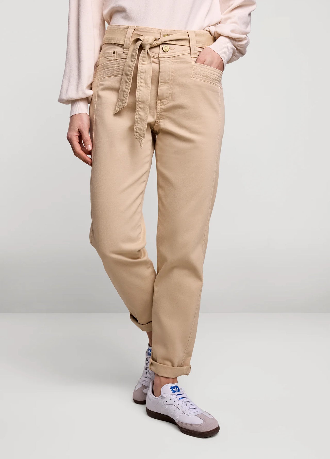 Summum Tapered Cream Twill Trousers