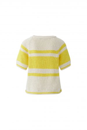 Oui Short Sleeve Jumper - Yellow Stripe