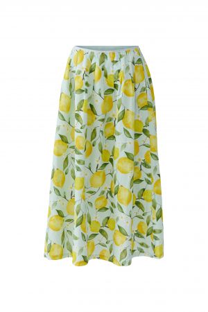 Oui Lemon Leaf Patterned Maxi Skirt