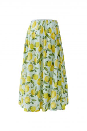 Oui Lemon Leaf Patterned Maxi Skirt