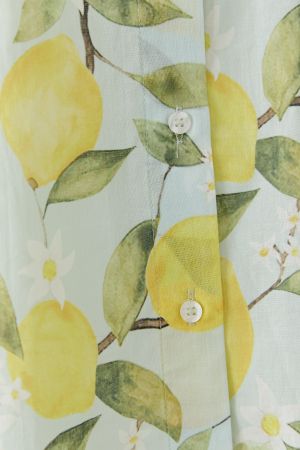 Oui Lemon Leaf Patterned Blouse