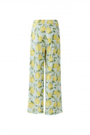 Oui Lemon Leaf Patterned Silky Trousers