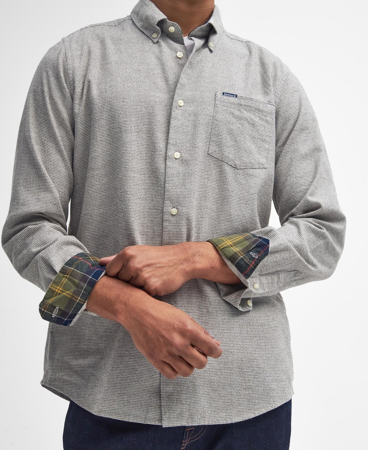 Barbour Turner Tailored Houndstooth Shirt - Olive
