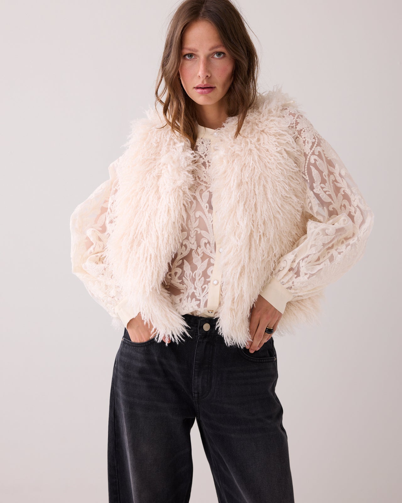 Summum Faux Fur Gilet - Ivory
