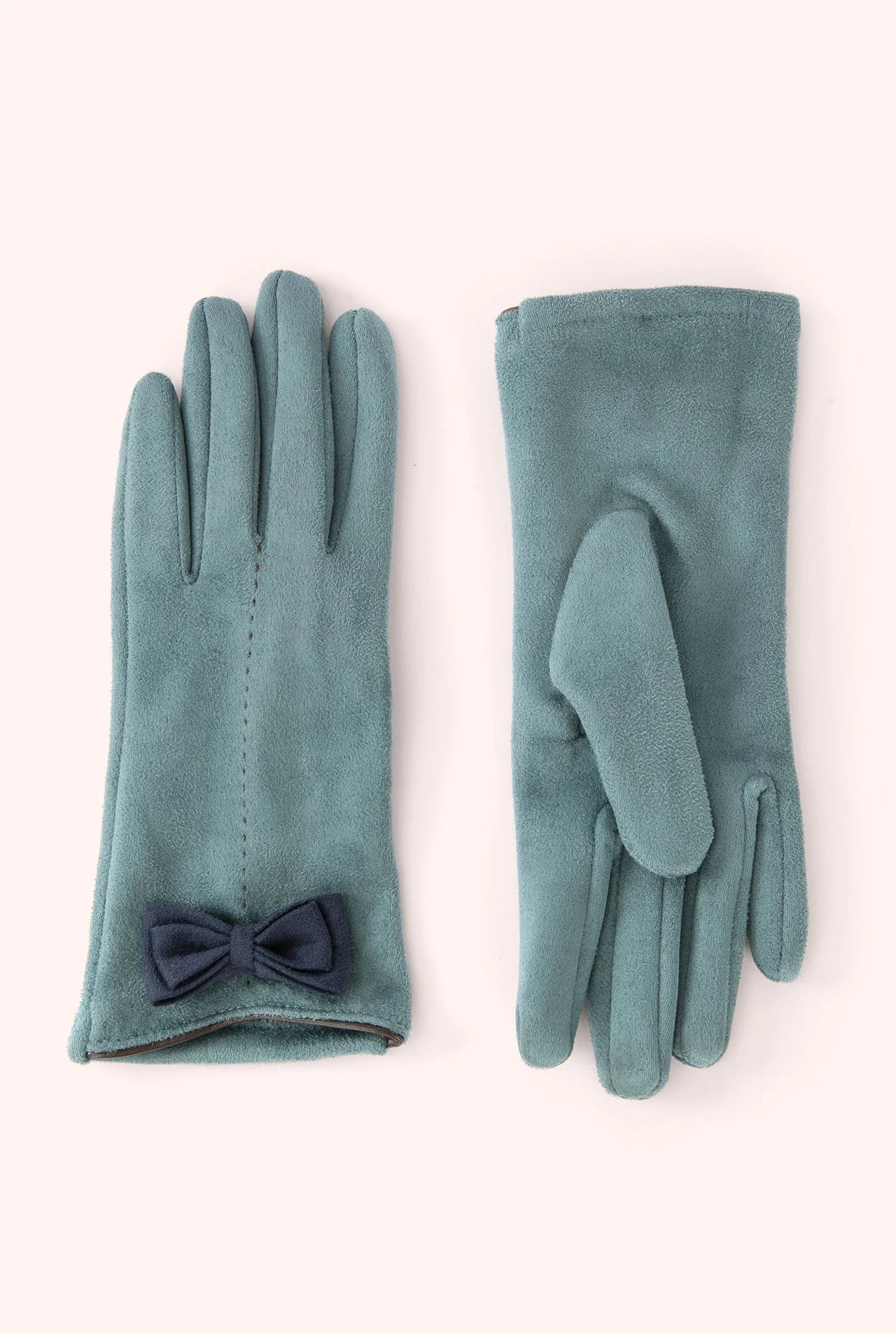 Powder Adalyn Faux Suede Gloves - Ice/Navy