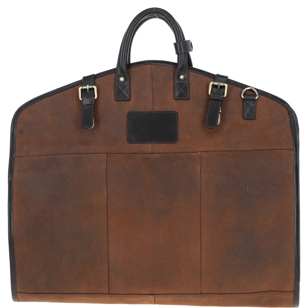 Men's Leather Curtis Suit Carrier - Oily Brown