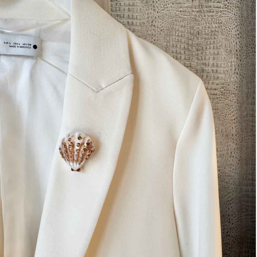 Wild Spirit Blush Scallop Shell Brooch