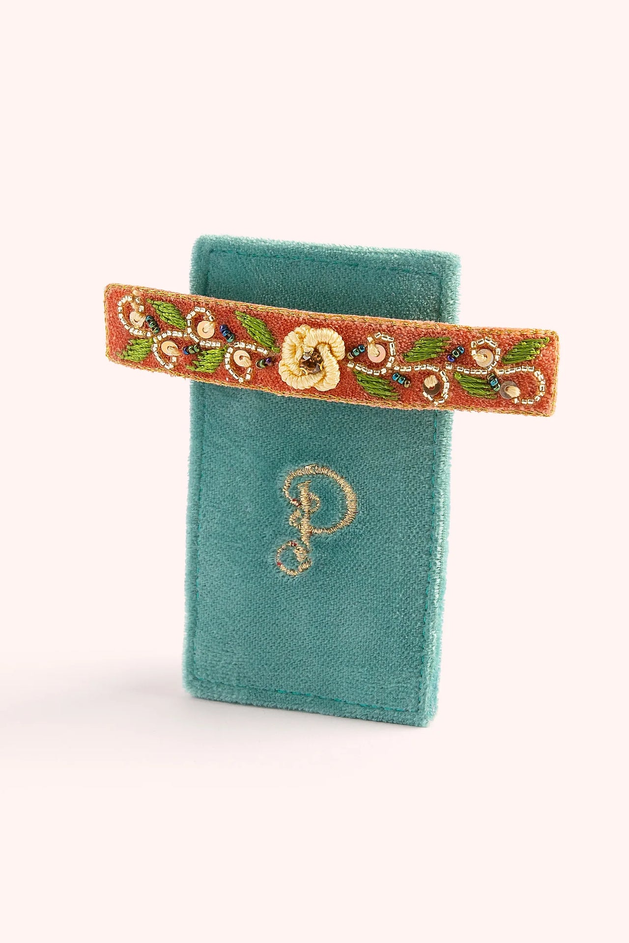 Powder Hair Barrette - Tangerine Floral/Teal