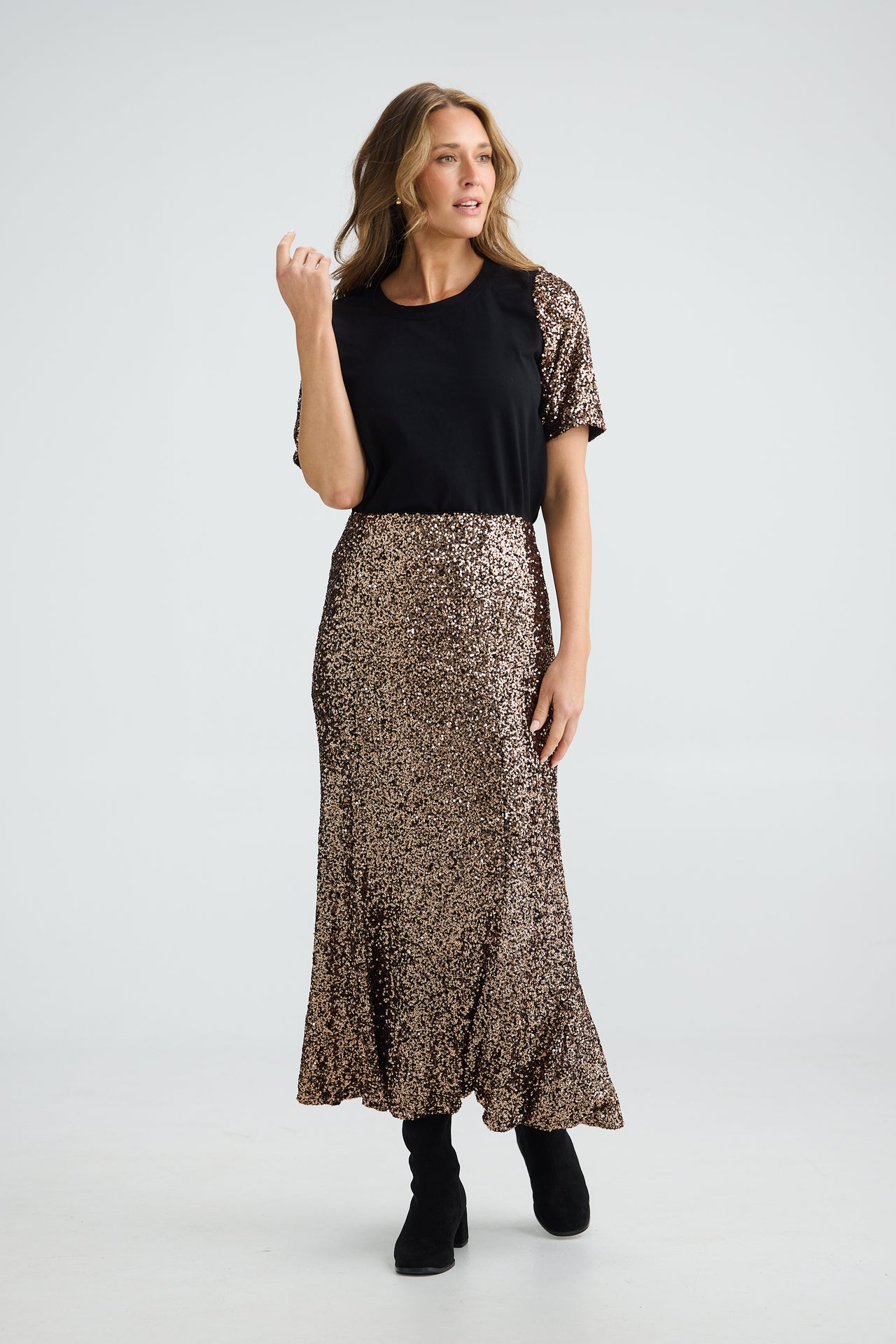 Brave & True Ritz Skirt - Bronze Sequin