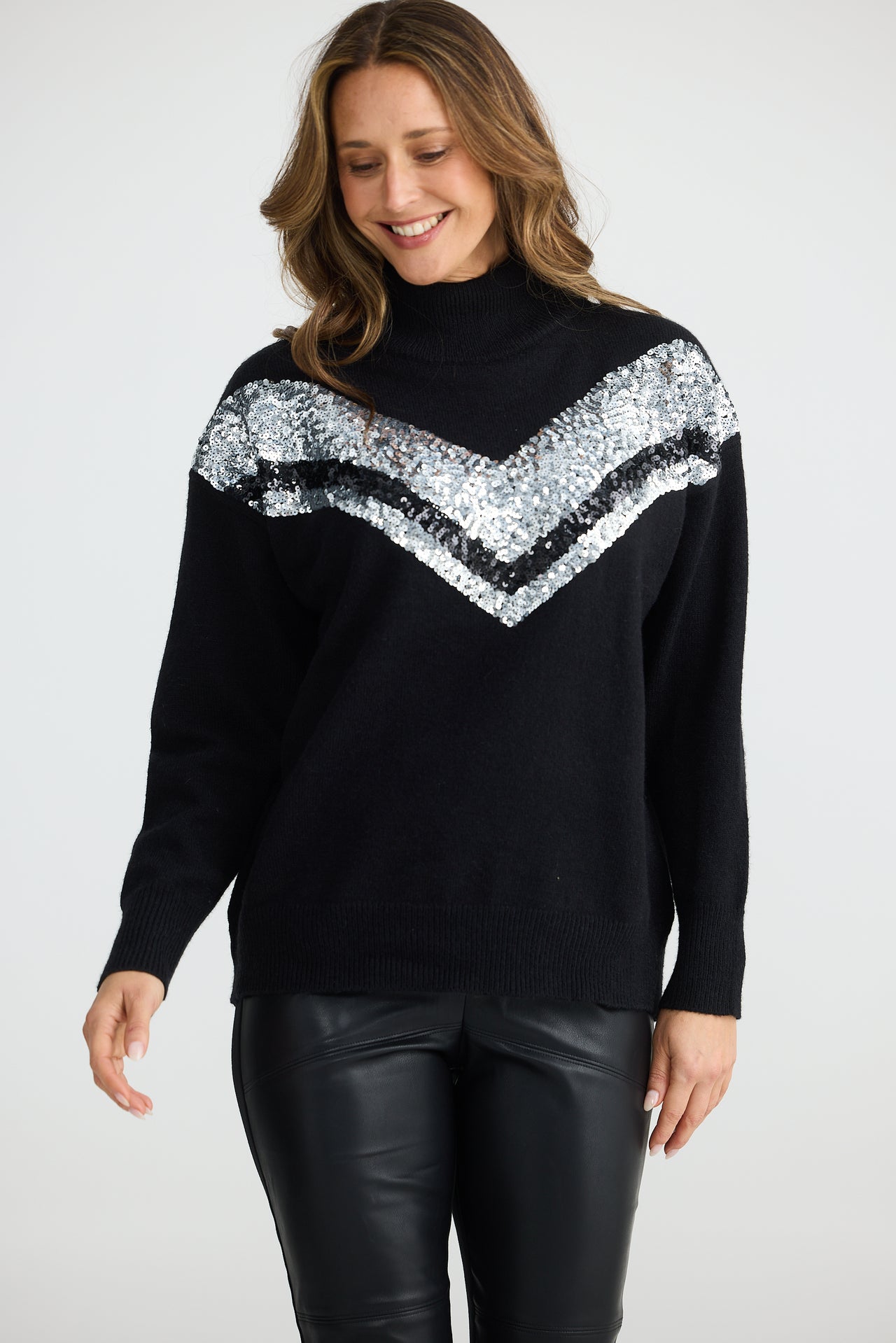 Brave & True Racer Knit Jumper - Black/Silver