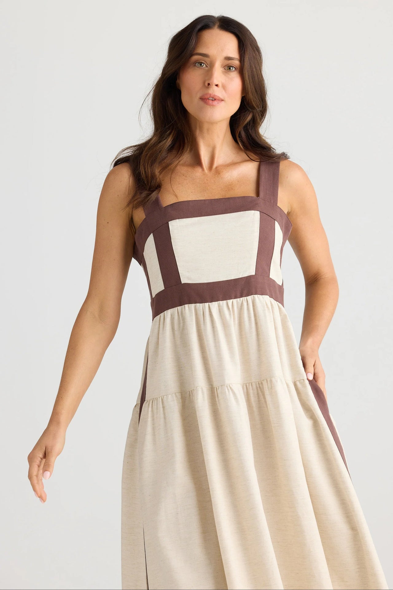 Brave & True Jolie Dress- Natural/Chocolate