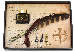 Sarome Striped Feather Quil Pen, Nibs and Ink