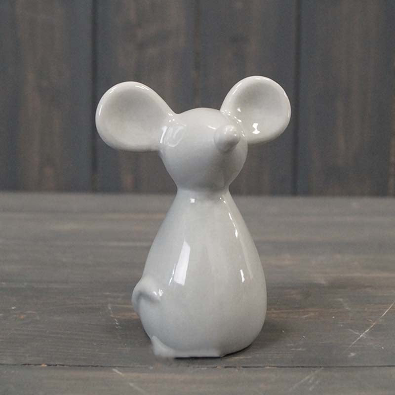 Satchville Grey Ceramic Mouse Ornament