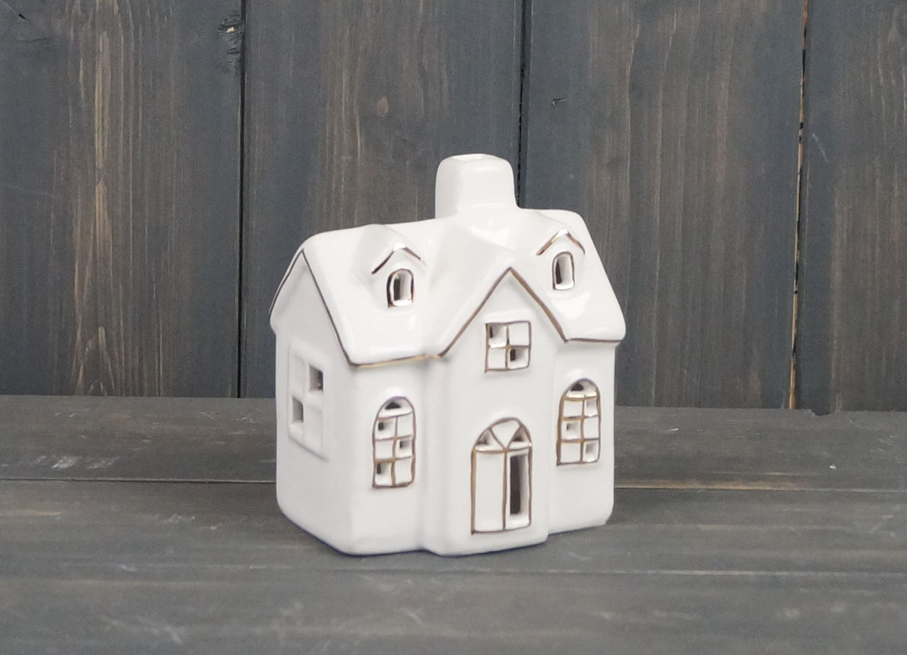 Satchville Light Grey Ceramic Light Up House